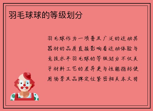羽毛球球的等级划分